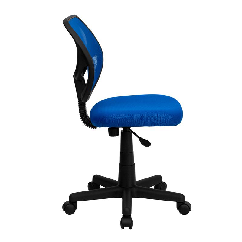 Low Back Blue Mesh Swivel Task Office Chair. Picture 2