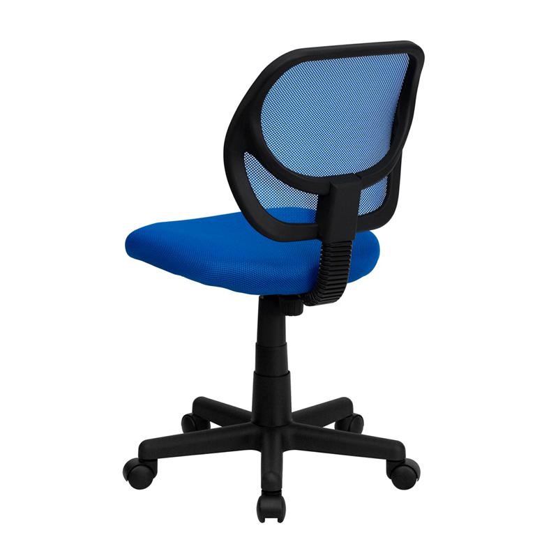 Low Back Blue Mesh Swivel Task Office Chair. Picture 3