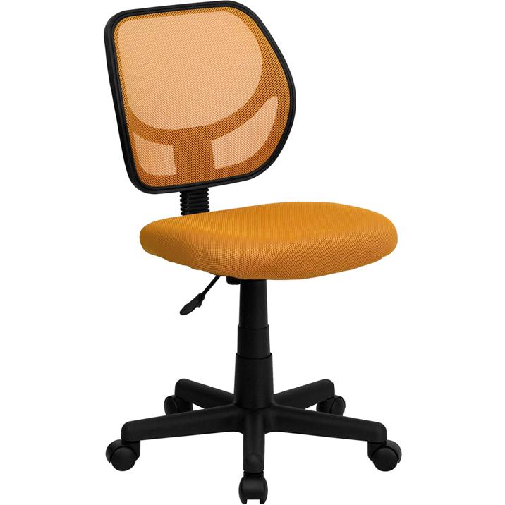 Low Back Orange Mesh Swivel Task Office Chair. Picture 1