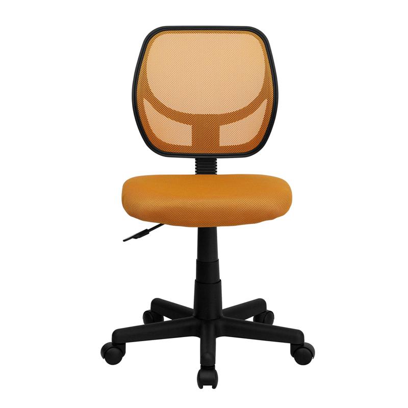 Low Back Orange Mesh Swivel Task Office Chair. Picture 4