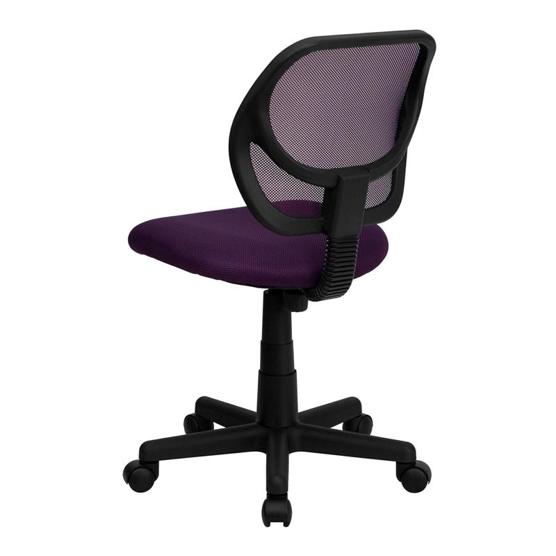 Low Back Purple Mesh Swivel Task Office Chair. Picture 3