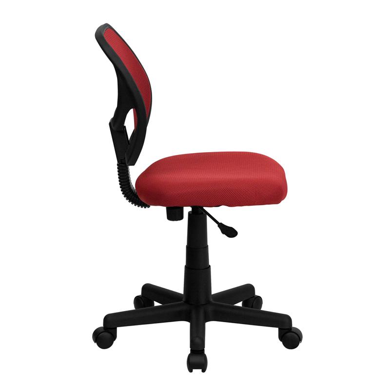 Low Back Red Mesh Swivel Task Office Chair. Picture 2