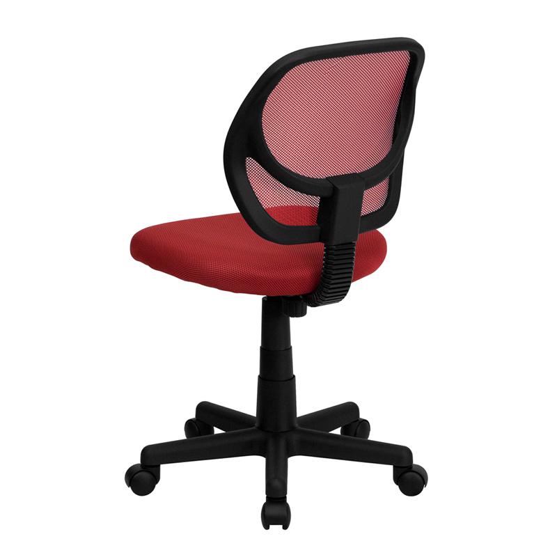 Low Back Red Mesh Swivel Task Office Chair. Picture 3
