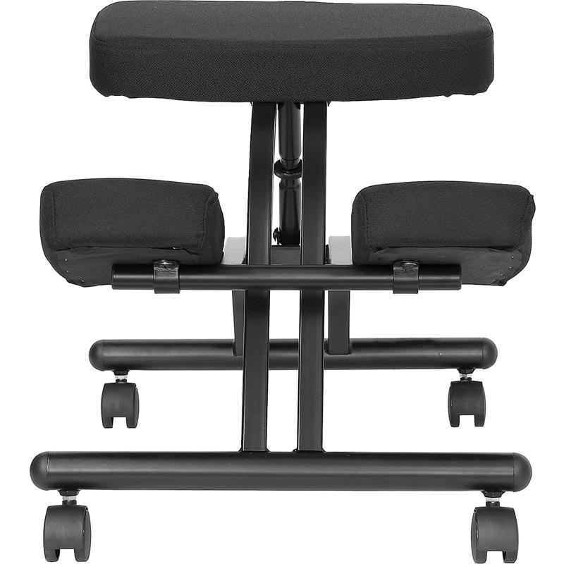 Mobile Ergonomic Kneeling Office Chair in Black Fabric. Picture 4