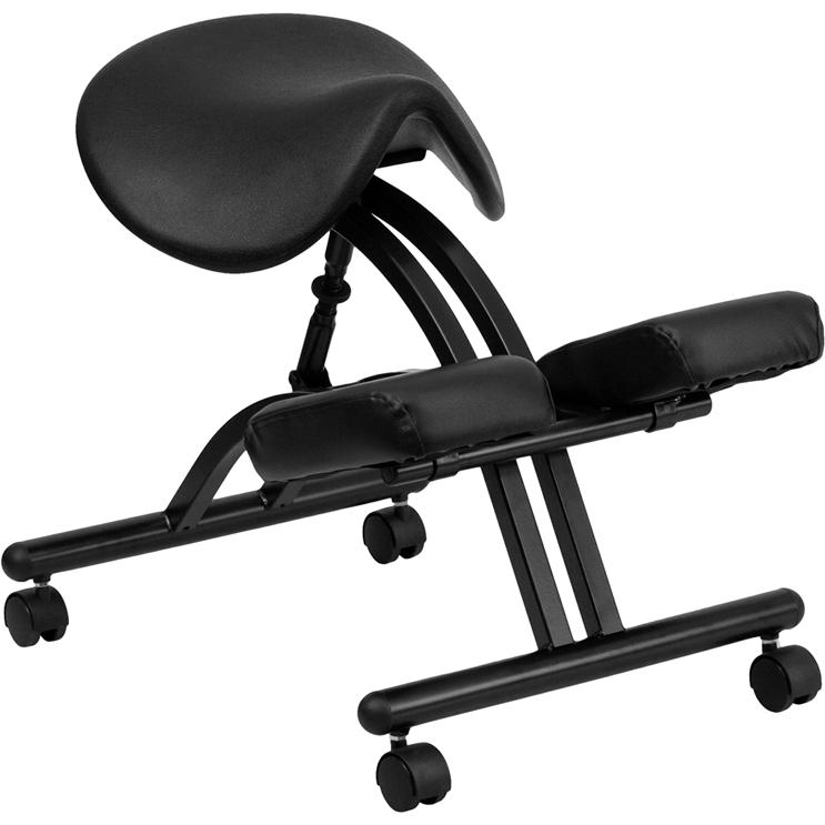 Ergonomic Kneeling Office Chair with Black Saddle Seat. The main picture.