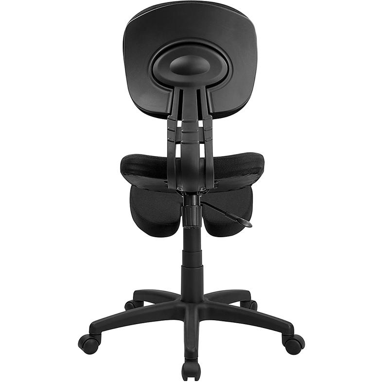 Mobile Ergonomic Kneeling Posture Task Office Chair with Back in Black Fabric. Picture 3