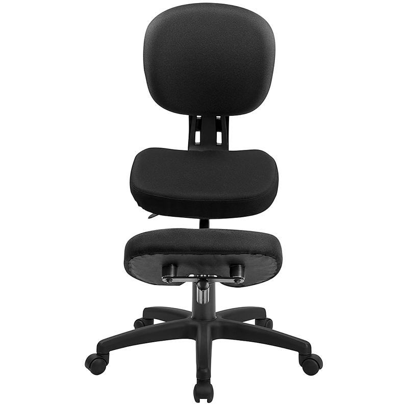 Mobile Ergonomic Kneeling Posture Task Office Chair with Back in Black Fabric. Picture 4