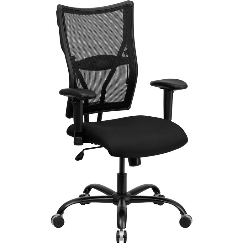 HERCULES Series Big & Tall 400 lb. Rated Black Mesh Executive Swivel Ergonomic Office Chair with Adjustable Arms. The main picture.
