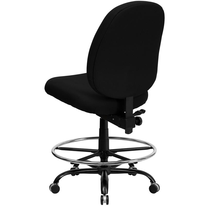 Black Fabric Ergonomic Drafting Chair with Adjustable Back Height. Picture 3