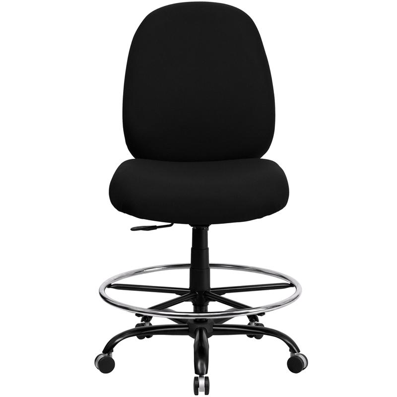 Black Fabric Ergonomic Drafting Chair with Adjustable Back Height. Picture 4