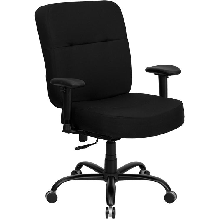 Big & Tall 400 lb. Rated Black Fabric Back Ergonomic Office Chair with Arms. Picture 1