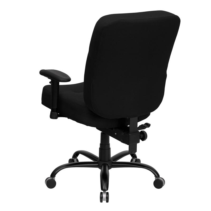 Big & Tall 400 lb. Rated Black Fabric Back Ergonomic Office Chair with Arms. Picture 3