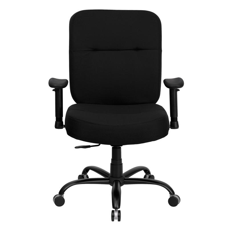 Big & Tall 400 lb. Rated Black Fabric Back Ergonomic Office Chair with Arms. Picture 4