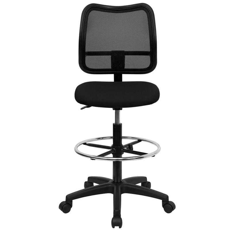 Mid-Back Black Mesh Drafting Chair. Picture 4