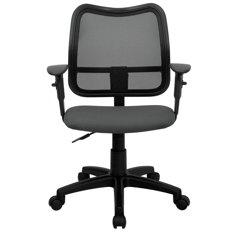 Mid-Back Gray Mesh Swivel Task Office Chair with Adjustable Arms. Picture 4