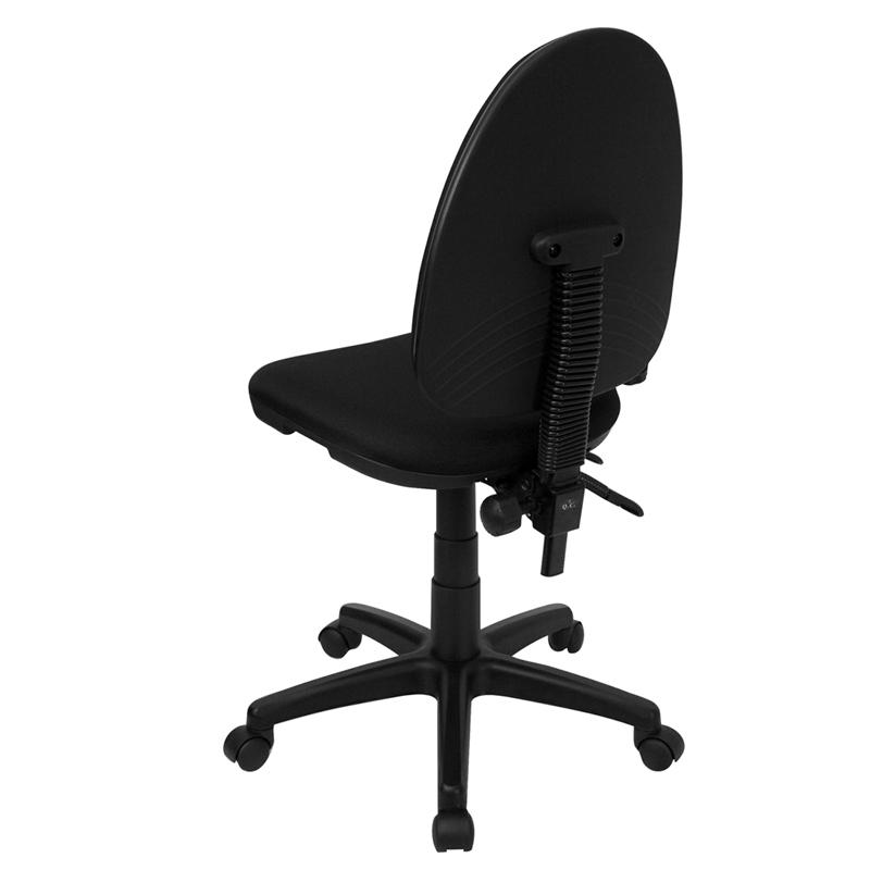 Mid-Back Black Fabric Multifunction Swivel Ergonomic Task Office Chair with Adjustable Lumbar Support. Picture 3