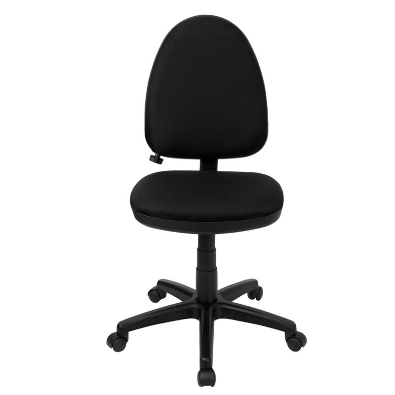 Mid-Back Black Fabric Multifunction Swivel Ergonomic Task Office Chair with Adjustable Lumbar Support. Picture 4
