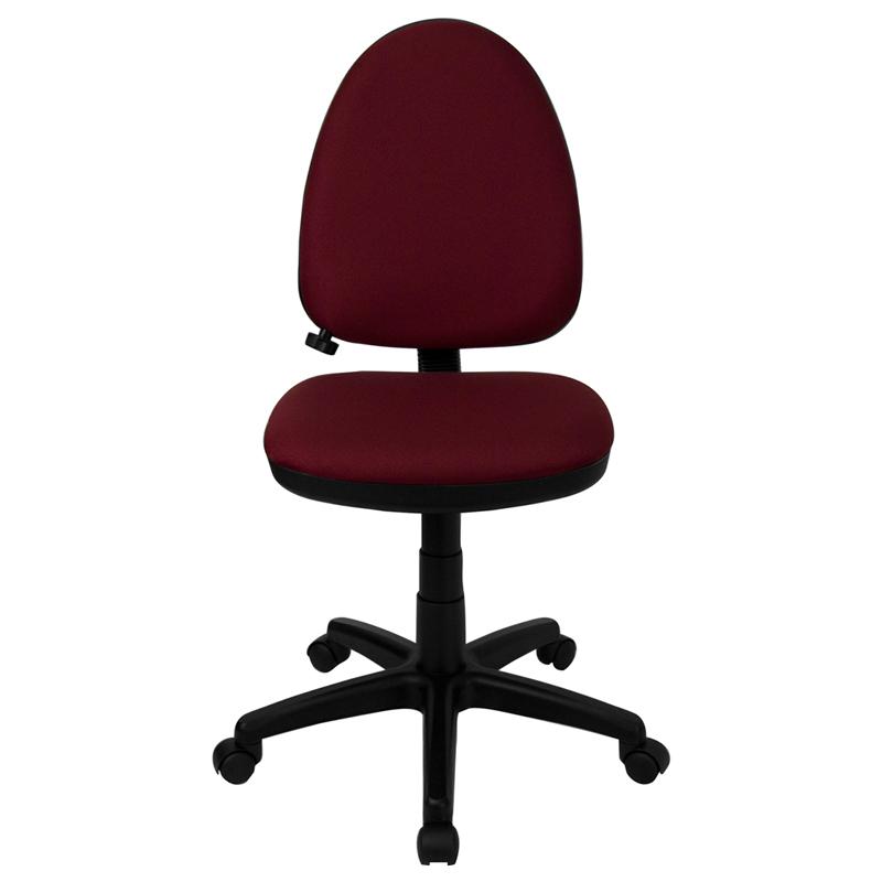 Mid-Back Burgundy Fabric Multifunction Swivel Ergonomic Task Office Chair with Adjustable Lumbar Support. Picture 4