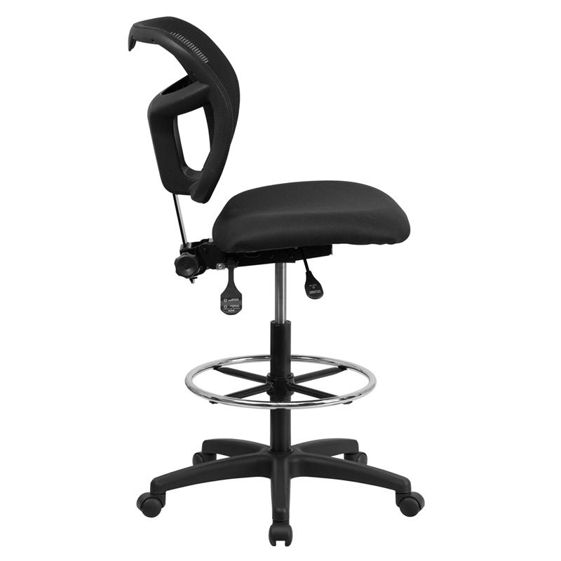 Mid-Back Black Mesh Drafting Chair with Back Height Adjustment. Picture 2