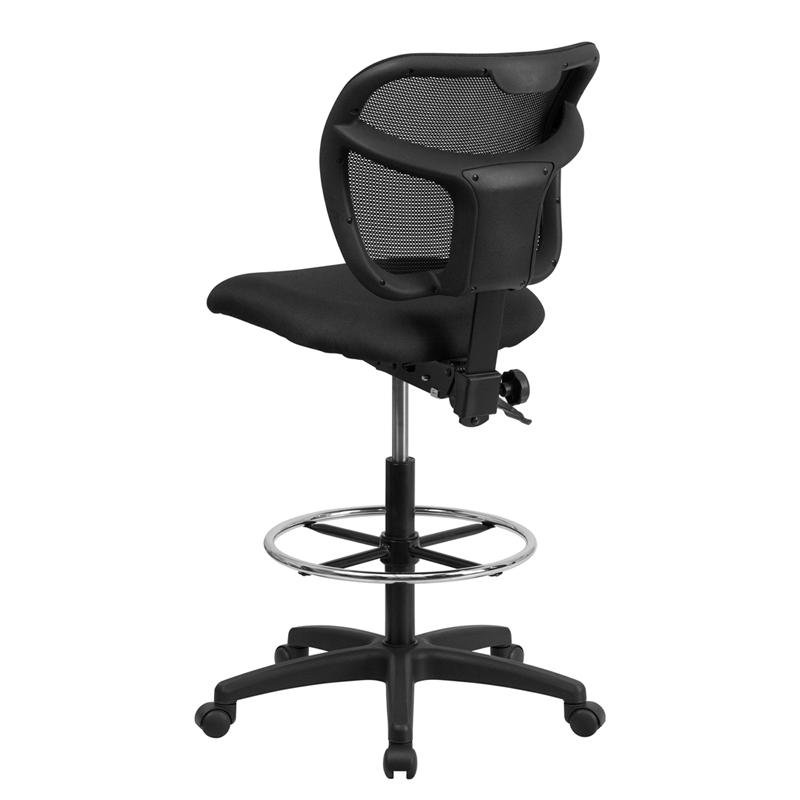 Mid-Back Black Mesh Drafting Chair with Back Height Adjustment. Picture 3